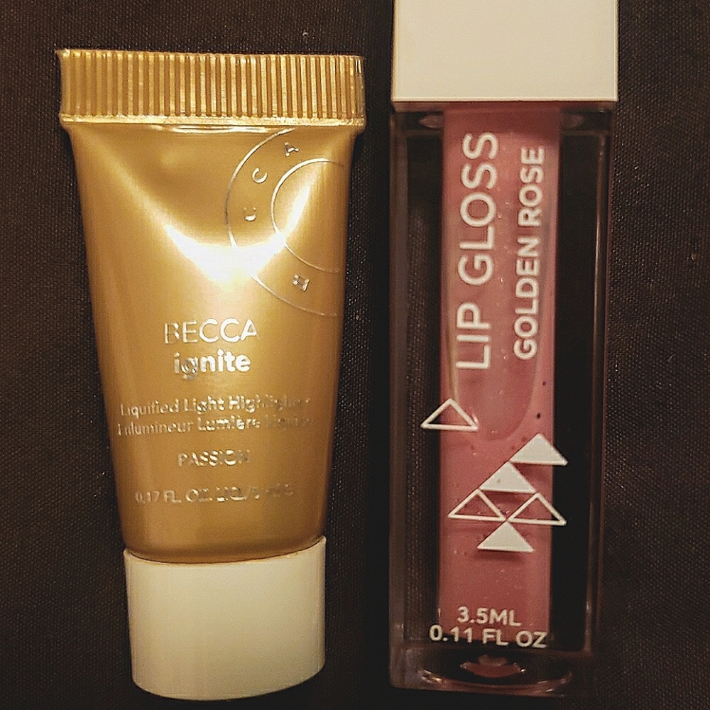 Ofra golden rose lip gloss + Becca highlight sampl